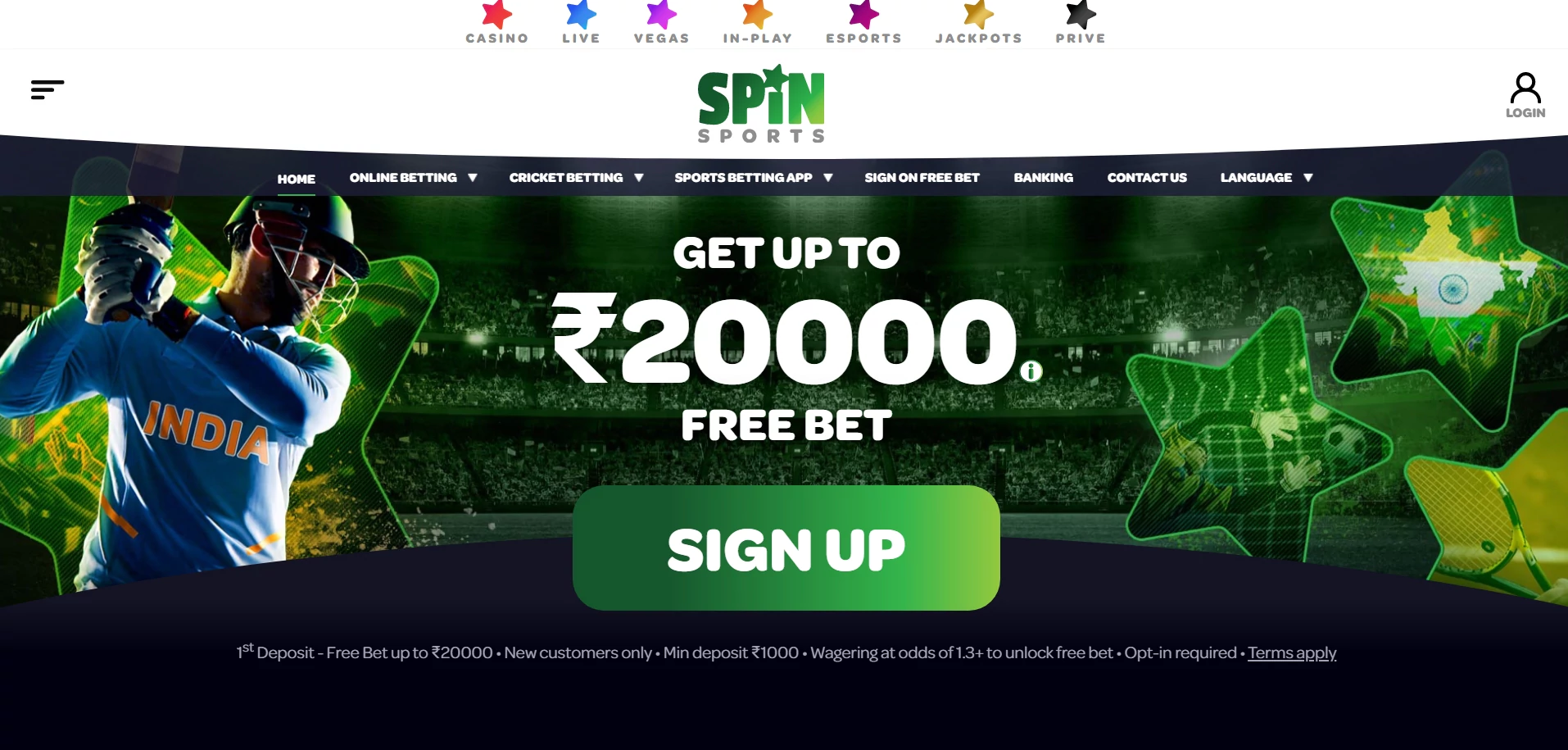 Spinsports homepage